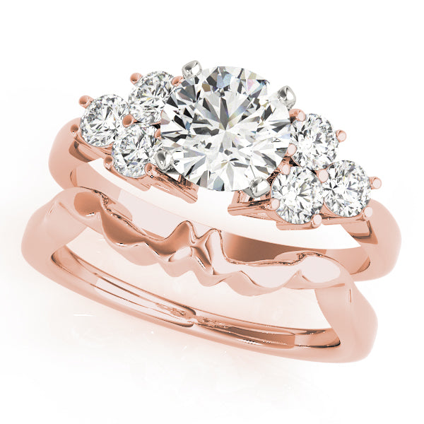 Splendid Cluster Sides Round Diamond Engagement Ring in 10K/14K gold and platinum with certified lab-grown or natural diamonds