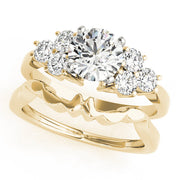 Splendid Cluster Sides Round Diamond Engagement Ring in 10K/14K gold and platinum with certified lab-grown or natural diamonds