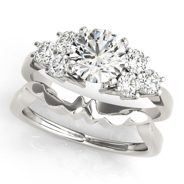 Splendid Cluster Sides Round Diamond Engagement Ring in 10K/14K gold and platinum with certified lab-grown or natural diamonds