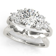 Splendid Cluster Sides Round Diamond Engagement Ring in 10K/14K gold and platinum with certified lab-grown or natural diamonds