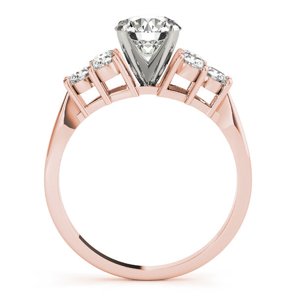 Splendid Cluster Sides Round Diamond Engagement Ring in 10K/14K gold and platinum with certified lab-grown or natural diamonds