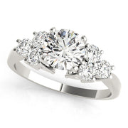 Splendid Cluster Sides Round Diamond Engagement Ring in 10K/14K gold and platinum with certified lab-grown or natural diamonds