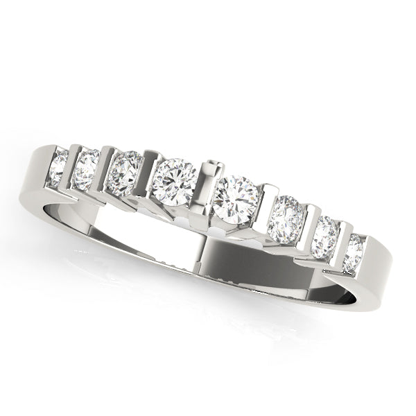 Bar Set Wedding Half Eternity Ring in Gold & Platinum