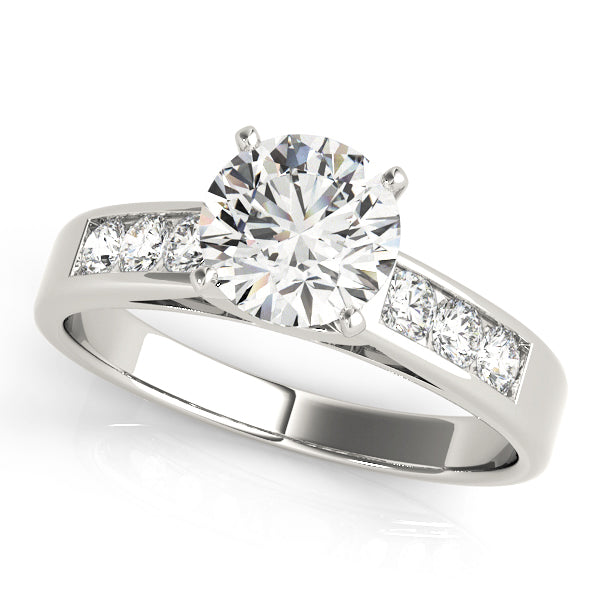 Pristine Channel-Set Round Diamond Engagement Ring in 10K/14K gold and platinum with certified lab-grown or natural diamonds