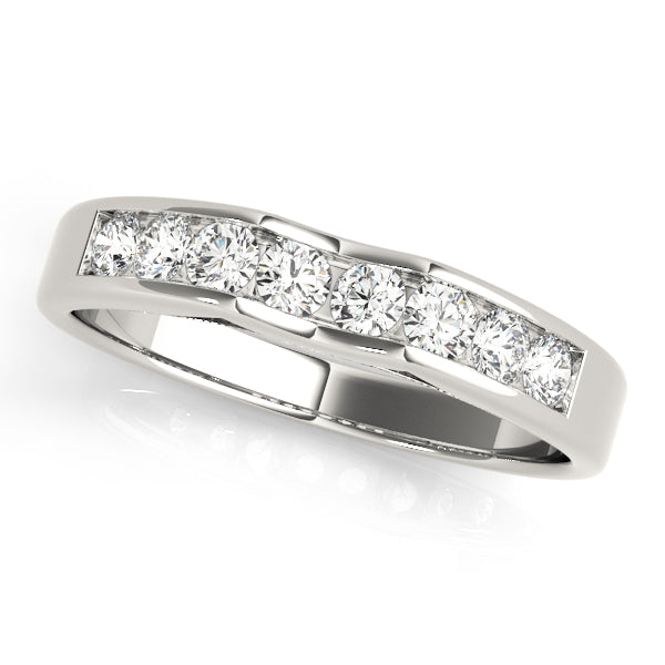 Channel Set Curved Half Eternity Ring in Gold & Platinum