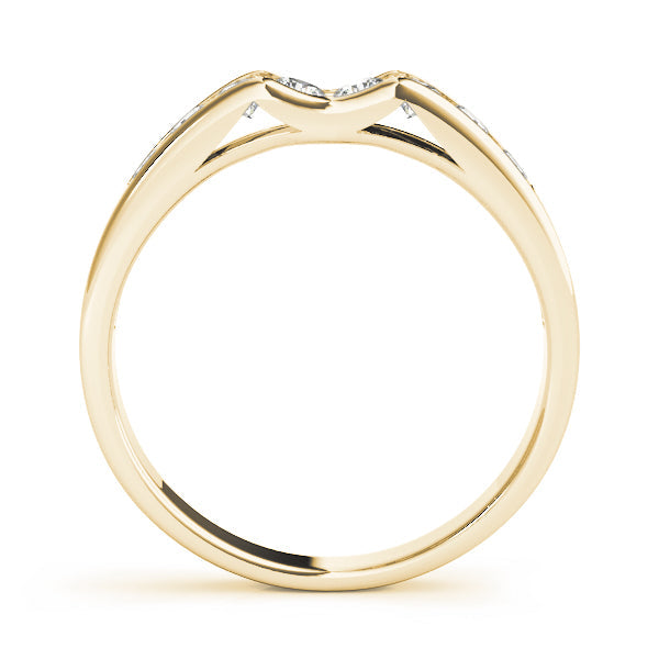 Channel Set Curved Half Eternity Ring in Gold & Platinum
