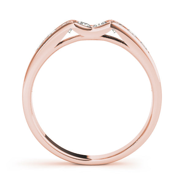 Channel Set Curved Half Eternity Ring in Gold & Platinum