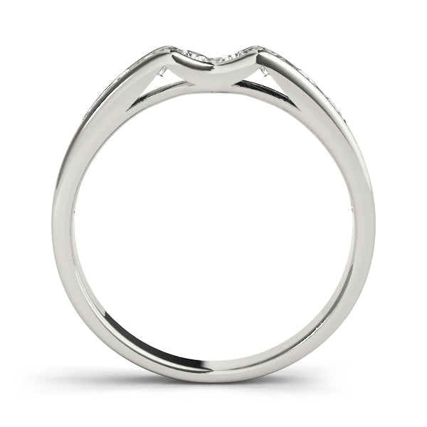 Channel Set Curved Half Eternity Ring in Gold & Platinum