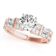 Devoted Fancy Shape Baguette Remounts Round Diamond Engagement Ring in 10K/14K gold and platinum with certified lab-grown or natural diamonds