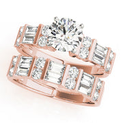 Devoted Fancy Shape Baguette Remounts Round Diamond Engagement Ring in 10K/14K gold and platinum with certified lab-grown or natural diamonds