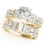Devoted Fancy Shape Baguette Remounts Round Diamond Engagement Ring in 10K/14K gold and platinum with certified lab-grown or natural diamonds