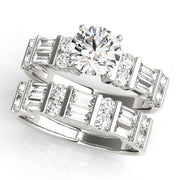 Devoted Fancy Shape Baguette Remounts Round Diamond Engagement Ring in 10K/14K gold and platinum with certified lab-grown or natural diamonds