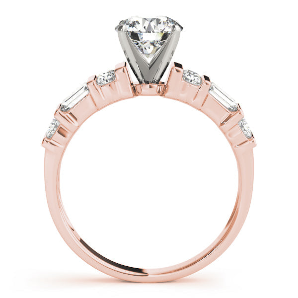 Devoted Fancy Shape Baguette Remounts Round Diamond Engagement Ring in 10K/14K gold and platinum with certified lab-grown or natural diamonds