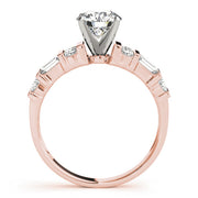 Devoted Fancy Shape Baguette Remounts Round Diamond Engagement Ring in 10K/14K gold and platinum with certified lab-grown or natural diamonds
