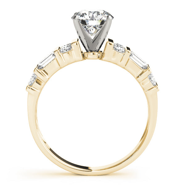 Devoted Fancy Shape Baguette Remounts Round Diamond Engagement Ring in 10K/14K gold and platinum with certified lab-grown or natural diamonds