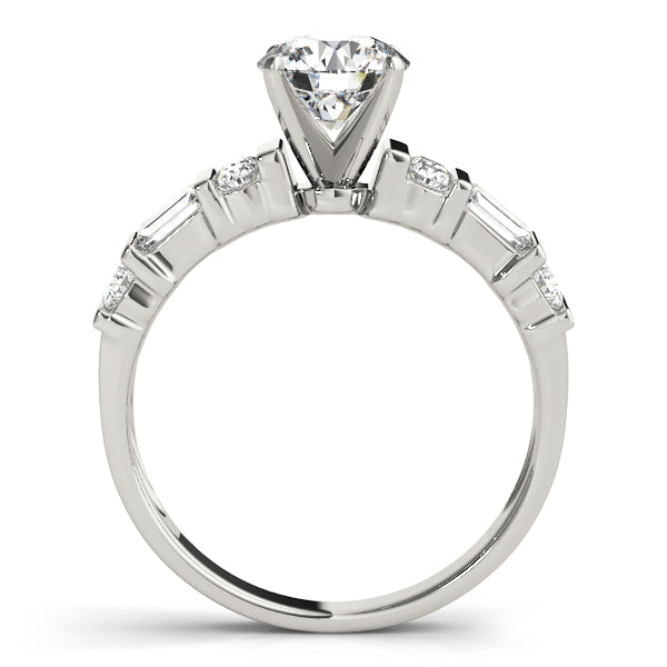 Devoted Fancy Shape Baguette Remounts Round Diamond Engagement Ring in 10K/14K gold and platinum with certified lab-grown or natural diamonds