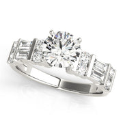 Devoted Fancy Shape Baguette Remounts Round Diamond Engagement Ring in 10K/14K gold and platinum with certified lab-grown or natural diamonds