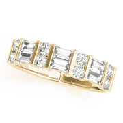 Fancy Baguette Bar Set Half Eternity Ring in 10K/14K gold and platinum with certified lab-grown or natural diamonds