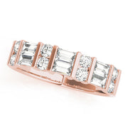 Fancy Baguette Bar Set Half Eternity Ring in Gold & Platinum