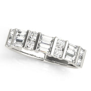 Fancy Baguette Bar Set Half Eternity Ring in Gold & Platinum