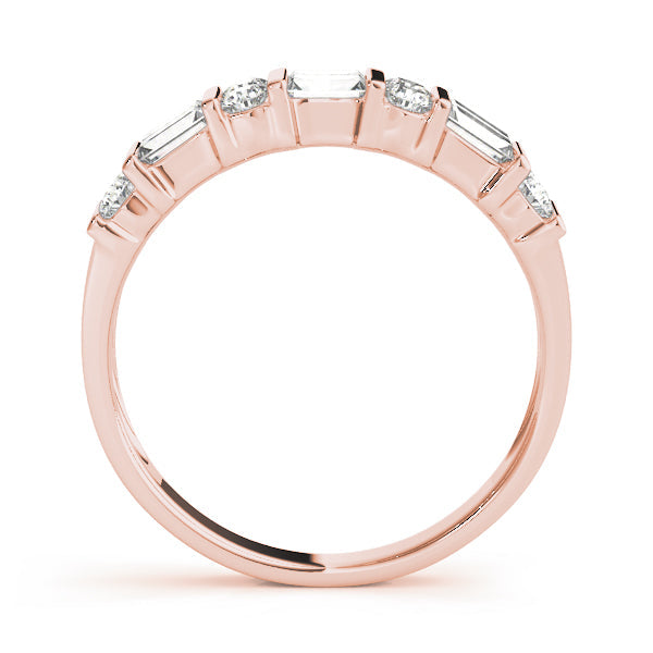 Fancy Baguette Bar Set Half Eternity Ring in Gold & Platinum