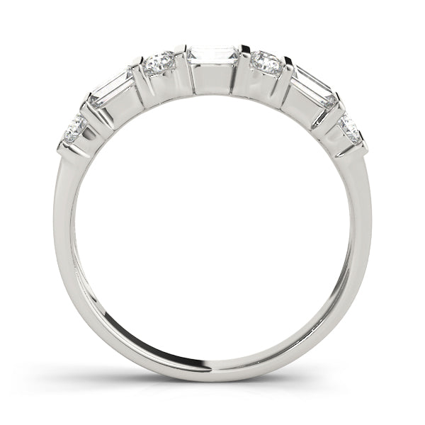 Fancy Baguette Bar Set Half Eternity Ring in Gold & Platinum