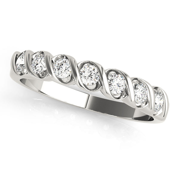 Single Row S Half Eternity Ring in Gold & Platinum