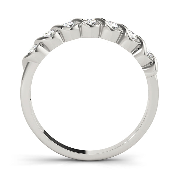 Single Row S Half Eternity Ring in Gold & Platinum