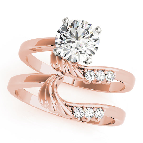 Noble Bypass Round Diamond Engagement Ring in 10K/14K gold and platinum with certified lab-grown or natural diamonds