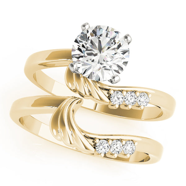 Noble Bypass Round Diamond Engagement Ring in 10K/14K gold and platinum with certified lab-grown or natural diamonds