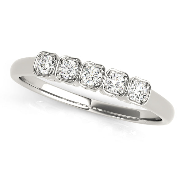 Single Row Prong Set Half Eternity Ring in Gold & Platinum