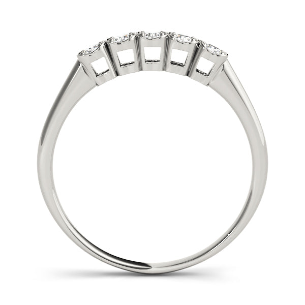 Single Row Prong Set Half Eternity Ring in Gold & Platinum