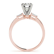 Round Diamond Engagement Ring with Baguette Side Stones in 10K/14K gold and platinum with certified lab-grown or natural diamonds