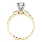 Round Diamond Engagement Ring with Baguette Side Stones in 10K/14K gold and platinum with certified lab-grown or natural diamonds