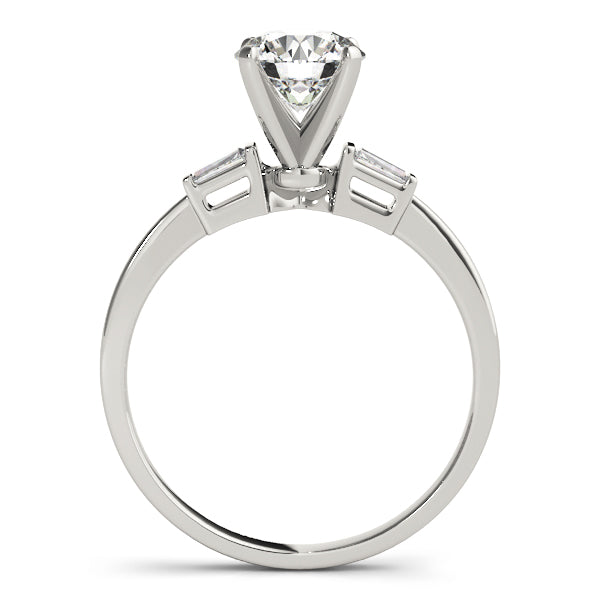 Round Diamond Engagement Ring with Baguette Side Stones in 10K/14K gold and platinum with certified lab-grown or natural diamonds