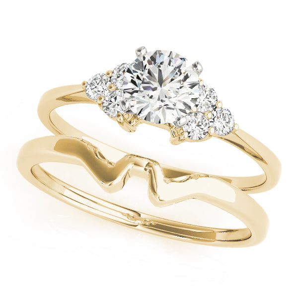 Heirloom Cluster Sides Round Diamond Engagement Ring in 10K/14K gold and platinum with certified lab-grown or natural diamonds