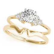 Heirloom Cluster Sides Round Diamond Engagement Ring in 10K/14K gold and platinum with certified lab-grown or natural diamonds
