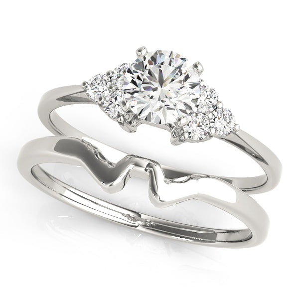 Heirloom Cluster Sides Round Diamond Engagement Ring in 10K/14K gold and platinum with certified lab-grown or natural diamonds