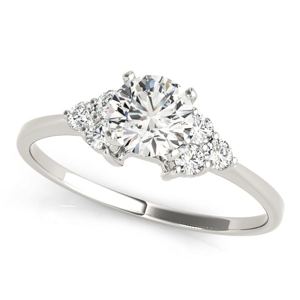 Heirloom Cluster Sides Round Diamond Engagement Ring in 10K/14K gold and platinum with certified lab-grown or natural diamonds