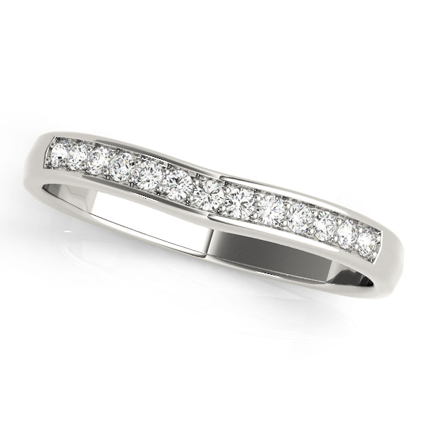 Curved Bands Half Eternity Ring in Gold & Platinum