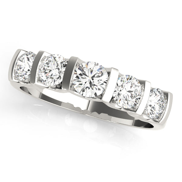 5-Stone Bar Set Half Eternity Ring in Gold & Platinum