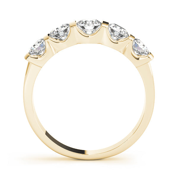 5-Stone Bar Set Half Eternity Ring in Gold & Platinum
