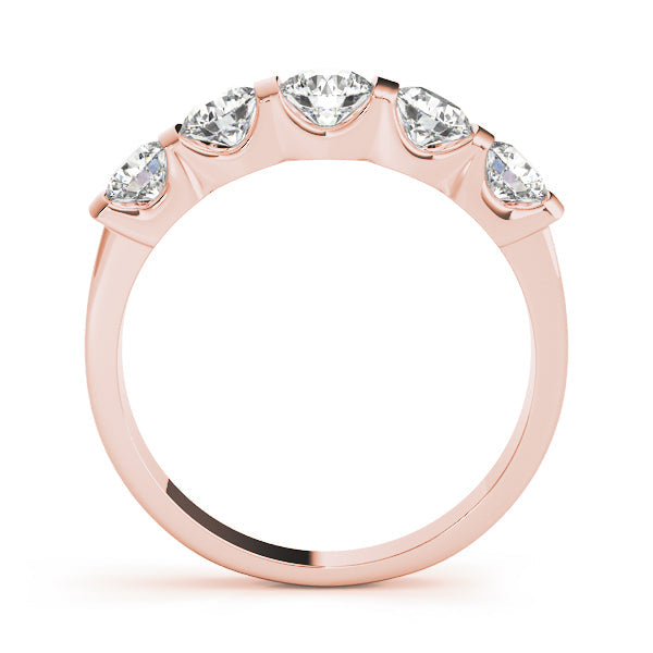 5-Stone Bar Set Half Eternity Ring in Gold & Platinum
