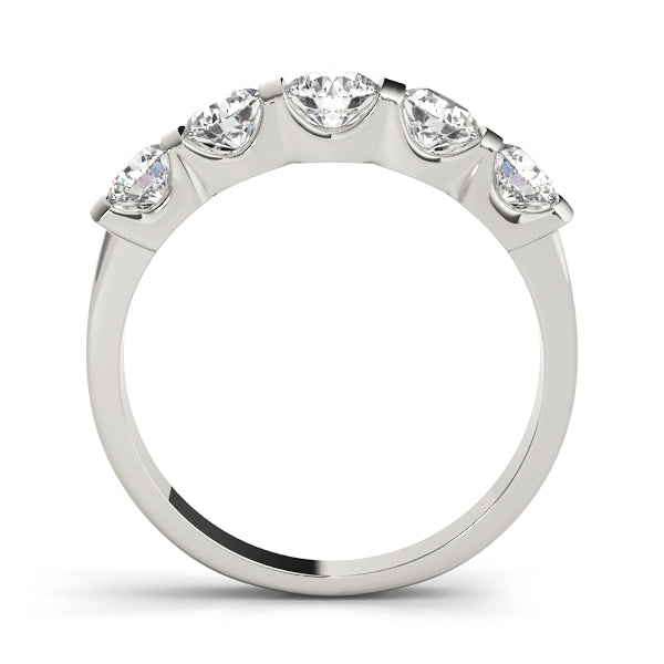 5-Stone Bar Set Half Eternity Ring in Gold & Platinum