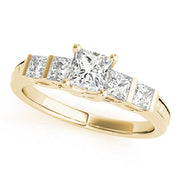 Exquisite Fancy Shape Baguette Princess Diamond Engagement Ring in 10K/14K gold and platinum with certified lab-grown or natural diamonds