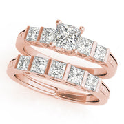 Exquisite Fancy Shape Baguette Princess Diamond Engagement Ring in 10K/14K gold and platinum with certified lab-grown or natural diamonds