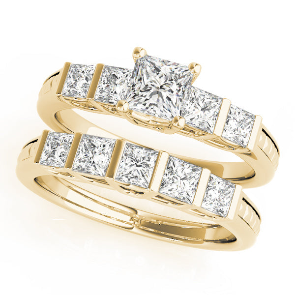 Exquisite Fancy Shape Baguette Princess Diamond Engagement Ring in 10K/14K gold and platinum with certified lab-grown or natural diamonds
