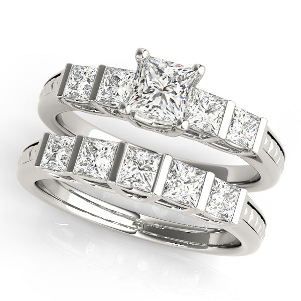Exquisite Fancy Shape Baguette Princess Diamond Engagement Ring in 10K/14K gold and platinum with certified lab-grown or natural diamonds