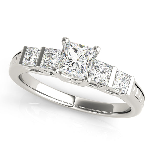Exquisite Fancy Shape Baguette Princess Diamond Engagement Ring in 10K/14K gold and platinum with certified lab-grown or natural diamonds