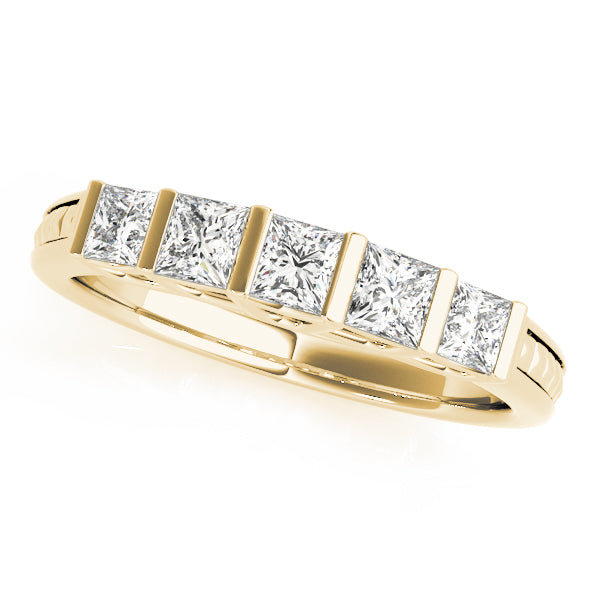 Fancy Princess Half Eternity Ring in 10K/14K gold and platinum with certified lab-grown or natural diamonds
